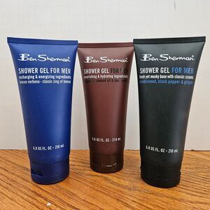 Bob Sherman Mens Shower Gel Set of 3 Sandalwood, Lemon Verbena, Almond